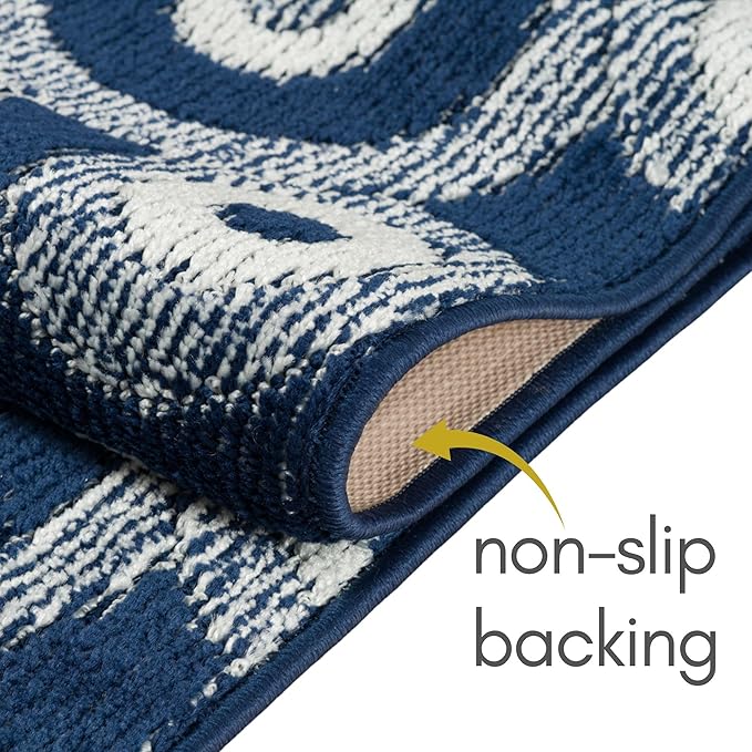 22 ft Extra Long Blue Hallway Runner Rug | Non-Slip & Machine Washable | Custom Cut to Size 2'3" x 22' (Runner) | REMNAZ