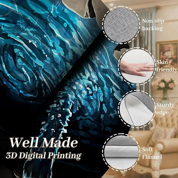 3D Well Waterfall Bedroom Carpet, 8x10ft, Visual Illusion Deep Hole Entrance Rug, Huge Stone Cracks Non-Slip Rugs, Cozy Breathable with Non Slip Backing Mat for Indoor Bedside