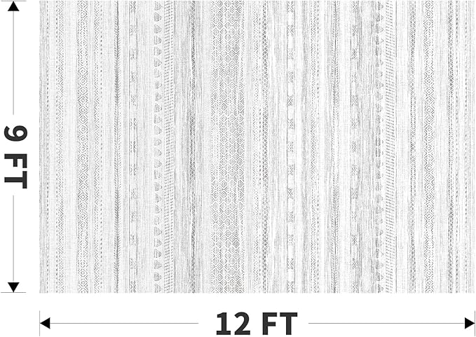 9x12 Area Rugs for Living Room Machine Washable Rug Distressed Indoor Carpet Neutral Moroccan Boho Rug Ultra Soft Area Rug for Bedroom Dining Room Playroom Office, Grey