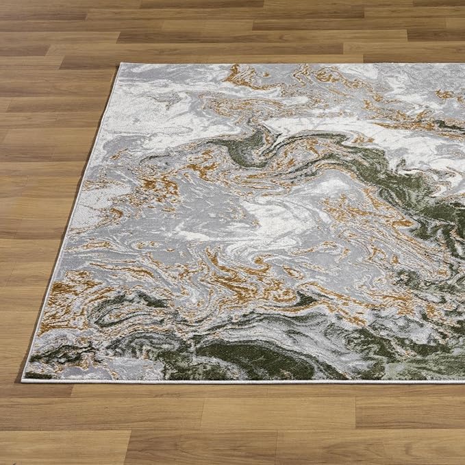 LUXE WEAVERS Marble Swirl Abstract Area Rug, Green 2x7