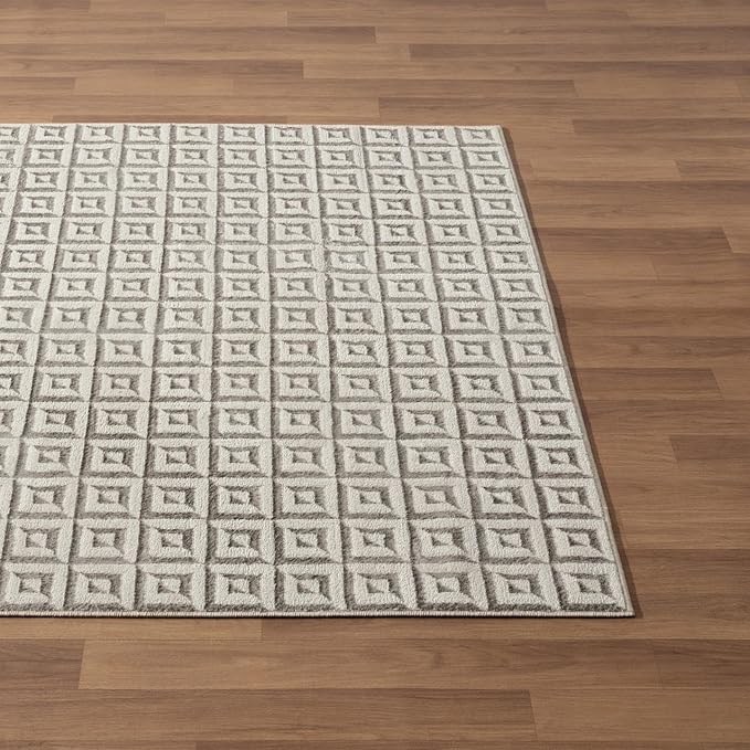 LUXE WEAVERS Geometric Greek Pattern Area Rug, Gray, 5'X7'
