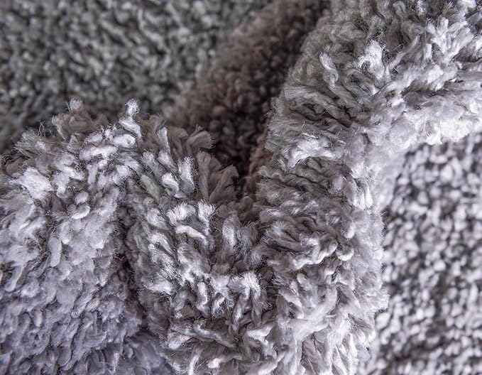 Unique Loom Davos Shag Collection Area Rug - Solid (9' 10" Round, Sterling)