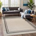 Beverly Rug Easy Jute Bordered Rug 4x6 Washable Durable Indoor Outdoor Area Rugs for Living Dining Room Patio Office Stain Resistant Non Shedding Casual Indoor Outside Carpet 4 x 6 Off-White
