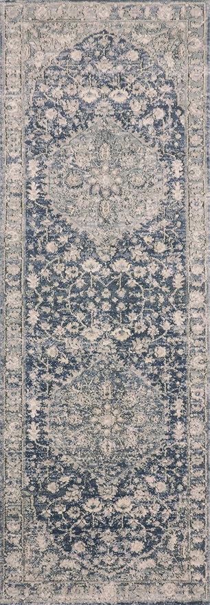Loloi Teagan Collection TEA-01 Denim/Mist 9'-9" x 13'-6" Area Rug, Large, Soft Neutral Rug, High-Traffic for Living Room, Bedroom, Home Office, Dining Area