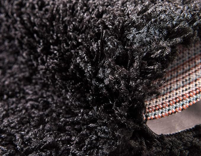 Unique Loom Solid Shag Collection Area Rug (10' x 13' 1" Rectangle, Jet Black)