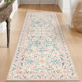 Morebes Boho Hallway Runner Rug 2x6,Floral Kitchen Runner Rugs Non Skid Washable,Super Soft Indoor Throw Carpet for Girls Bedroom Bedside Bathroom Laundry Room, Pink/Multi