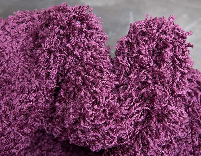 Unique Loom Solid Shag Collection Area Rug (3' 3" x 5' 3" Rectangle, Eggplant Purple)