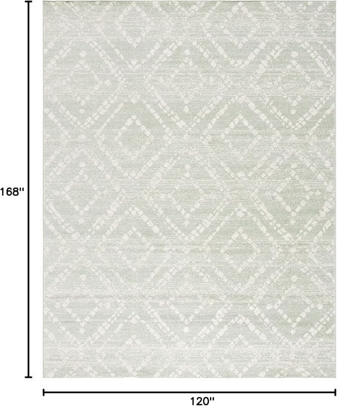 SAFAVIEH Adirondack Collection Area Rug - 10' x 14', Ivory & Green, Modern Diamond Distressed Design, Ideal for High Traffic Areas in Living Room, Bedroom, Dining (ADR131Y-10)