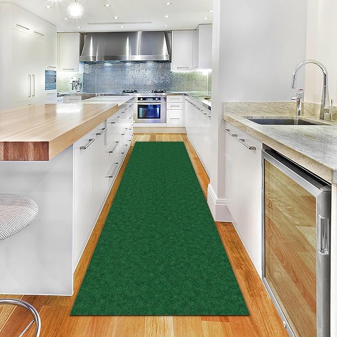 Ottomanson 2'7" x 49' Hallway Runner with Scraper Pile - Extra Durable Non-Slip Rug Mat for Indoor & Outdoor Use - Ideal for Kitchen, Entryway & Garage - High-Traffic Carpet, Green