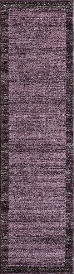 Rugs.com Angelica Collection Rug – 10 Ft Runner Violet Medium Rug Perfect for Hallways, Entryways