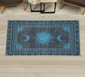 Ambesonne Sun and Moon Decorative Rug, Bohemian Artwork Design of Crescent Solar Ornament Esoteric Stars Ornaments, Quality Carpet for Bedroom Dorm and Living Room, 2' 5" x 5', Sky Blue