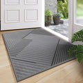 Front Door Mat 24''x35'', Non Slip Absorbent Muddy Dirt Resist Washable Low-Profile Indoor Doormat, Welcome Entryway Door Mats, Grey