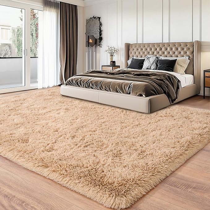 Area Rugs for Living Room, Soft Shaggy Carpets for Living Room, Fuzzy Rugs for Kids' Room, Perfect Decor for Modern Home Camel 6x9 Feet