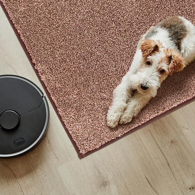 PURRUGS Easy Care Area Rug 4.5ft x 7ft, Non-Slip Washable Entryway Rug, Dog Door Mat, Stain Resistant Accent Rug for Hallway, Living Room, Bedroom and Mudroom, Brown-Light Cream