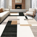 Flatwoven High Traffic Area Rug 8x10, Dark Beige Geometry and Dirt Trapper Design, Non Slip, Stain Resistant, Washable Area Rugs for Living Room, Bedroom (Beige, 8x10)