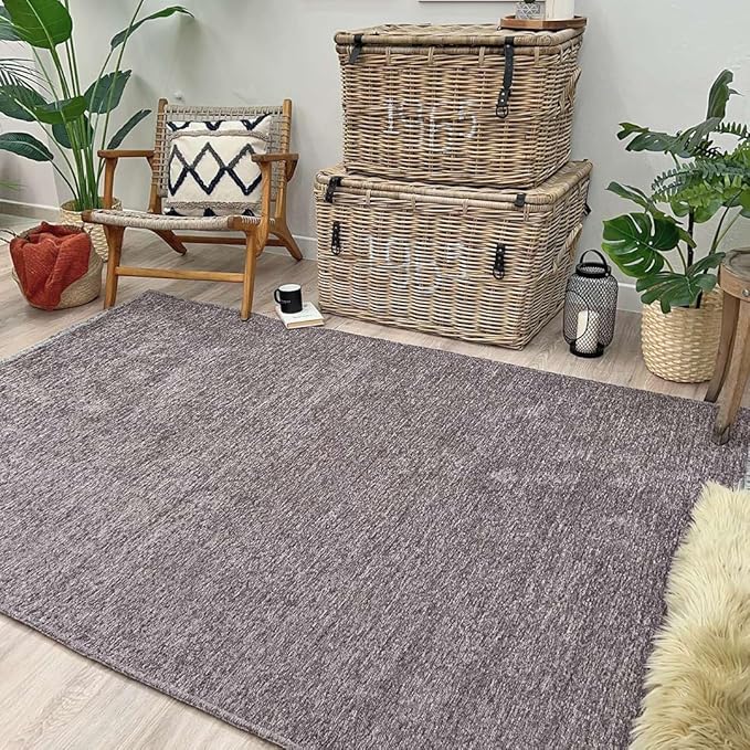 Alfa Rich 7x10 Dark Gray Washable Area Rugs for Living Room Bedroom Kitchen Cotton Decor Solid Rug