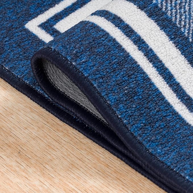 Beverly Rug Non Slip Area Rugs 5x7 Modern Bordered Non Skid Rubber Backing Soft Area Rug for Living Dining Room Easy to Clean Non Shedding Kitchen Bedroom Indoor Carpet 5 x 7 Navy