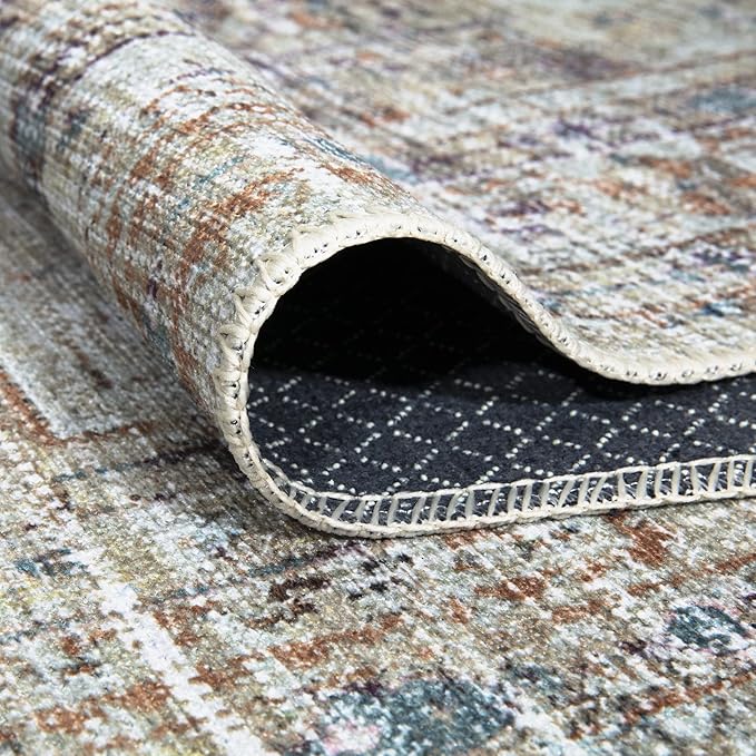 Bloom Rugs Washable Non-Slip 2' x 3' Rug - Peach/Beige Traditional Oriental Area Rug for Living Room, Bedroom, Dining Room, and Kitchen - Exact Size: 2' x 3'