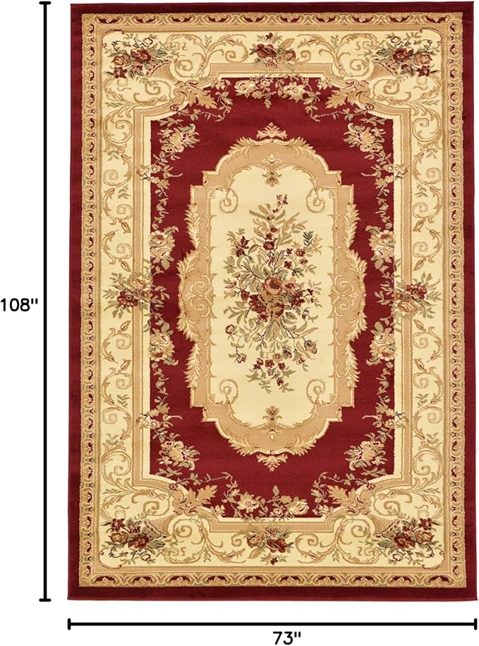 Unique Loom Versailles Collection Traditional Classic Floral Motif Area Rug (6' 0 x 9' 0 Rectangular, Burgundy/ Ivory)