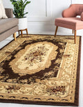 Unique Loom Versailles Collection Traditional Classic Floral Motif Area Rug (7' 0 x 10' 0 Rectangular, Brown/ Ivory)