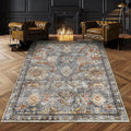 RUGSURE Washable Area Rugs - Perfect for Living Room, Bedroom, Kids Room, Nursery - Stain & Water Resistant Non-Slip, Pet & Child Friendly, Vintage Tribal Area Rugs (Turmeric and Grey, 9' x 12')