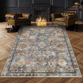 RUGSURE Washable Area Rugs - Perfect for Living Room, Bedroom, Kids Room, Nursery - Stain & Water Resistant Non-Slip, Pet & Child Friendly, Vintage Tribal Area Rugs (Turmeric and Grey, 8' x 10')