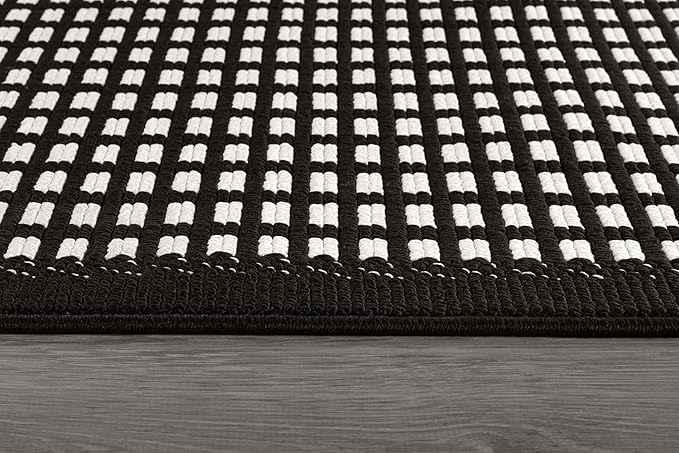 Beverly Rug Micro Loop Area Rug Black/White 8x10 Geometric Modern Luxury Zebra Durable Soft Indoor Rugs for Living Dining Room Office Stain Resistant Non Shedding Casual Indoor Carpet 8 x 10