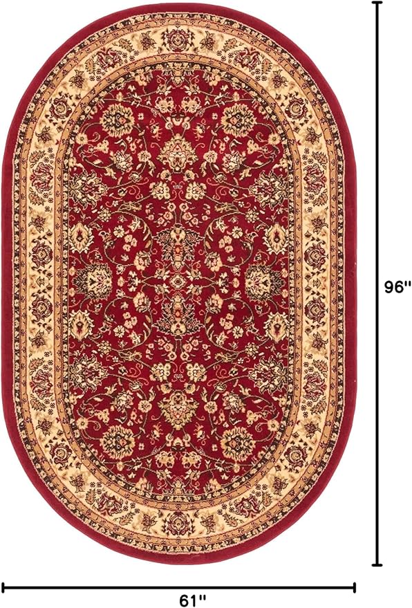 Unique Loom Sialk Hill Collection Area Rug - Washington (5' x 8' Oval Burgundy/Cream)