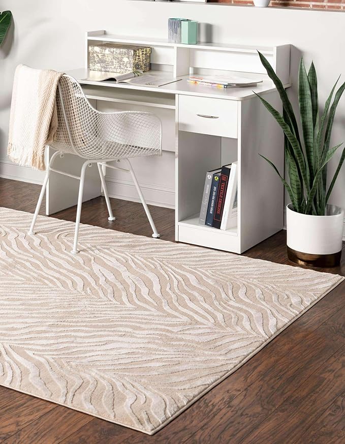 Unique Loom Finsbury Collection Area Rug - Meghan (4' x 6' Rectangle, Ivory Beige)