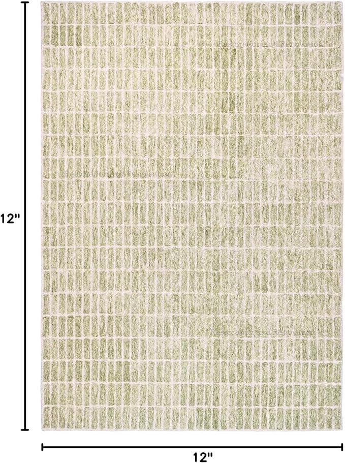 Hand-Tufted 100% Wool Area Rug – Unique Modern Geometric Grid Pattern, Soft Plush Textured Carpet for Living Room, Bedroom, Dining Room & Entryway (Light Green, 3' x 5')