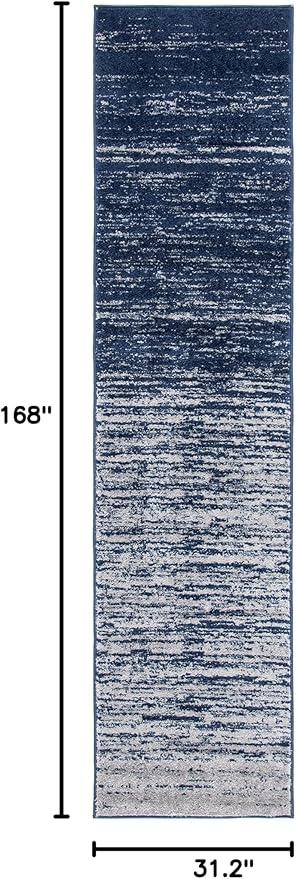 SAFAVIEH Adirondack Collection Runner Rug - 2'6" x 14', Navy & Grey, Modern Ombre Design, Non Shedding & Easy to Clean, Ideal for Hallway, Foyer, Kitchen, Entryway, Bedroom (ADR113E)