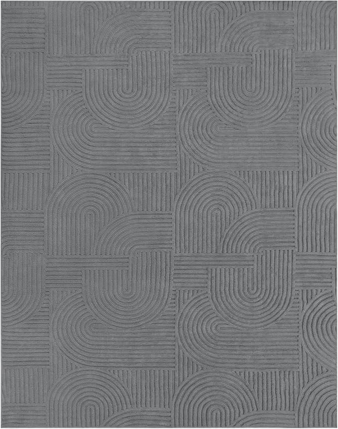 Pauwer 8x10 Washable Area Rugs for Living Room Modern Grey Solid Color Soft Fluffy Rugs for Bedroom Non Slip Boho Accent Indoor Mat Floor Carpet Cover for Kids Room Dining Room Kitchen Office
