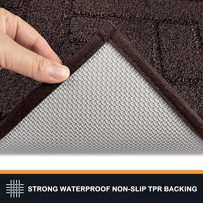 PURRUGS Dirt Trapping Door Mat 20" x 31.5", Non-Slip Machine Washable Entry Rug, Shoe Scraper, Dog Doormat, Super Absorbent Welcome Mat for Front & Back Door, Muddy Wet Shoes & Paws, Brown