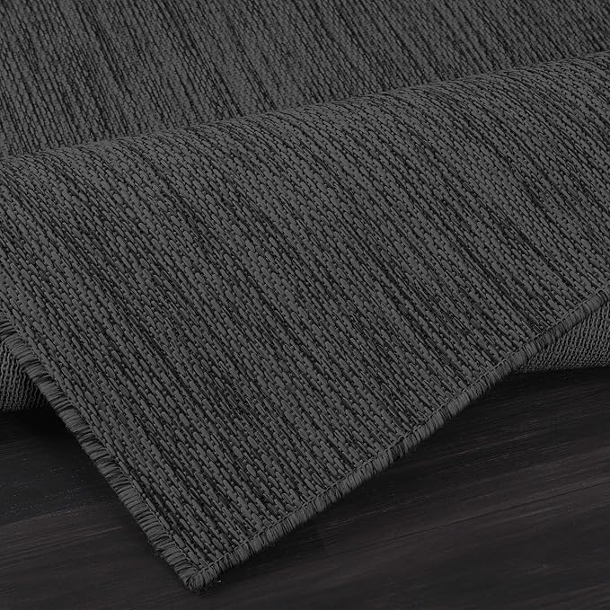 CAMILSON Outdoor Rug 5x7 Modern Area Rugs for Indoor and Outdoor Patios and Porches - Waterproof, Washable, Non-Shedding, Easy-to-Clean Outside Carpet (5 x 7, Solid - Dark Gray)