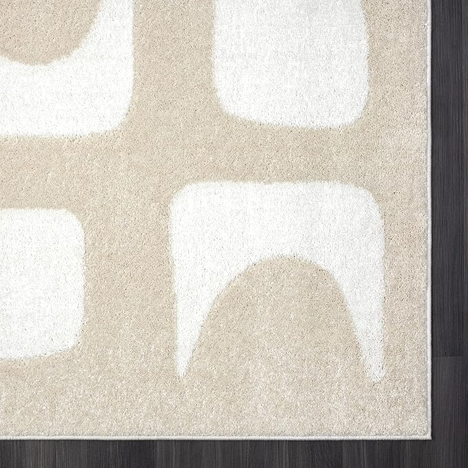 Abani Nuevo Collection Area Rug - Modern Geometric Beige/Cream Design - 6'x9' - Easy to Clean - Durable for Kids and Pets - Non-Shedding - Medium Pile - Soft Feel - for Living Room, Bedroom & Office