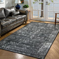 Lahome Washable Black 4x6 Area Rugs for Living Room Bedroom, Boho Vintage Non Slip Stain Resistant Floor Dining Room Carpet for Office Entrance Decor