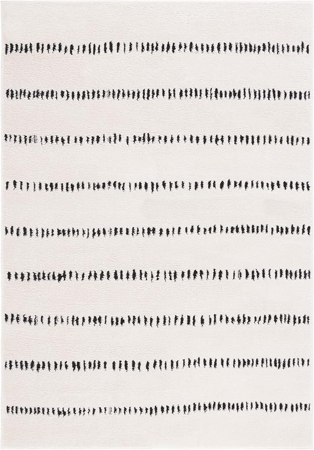 SAFAVIEH Melody Collection Accent Rug - 4' x 6', Ivory & Black, Stripe Design, Non-Shedding & Easy Care, Ideal for High Traffic Areas in Entryway, Living Room, Bedroom (MEL114A)