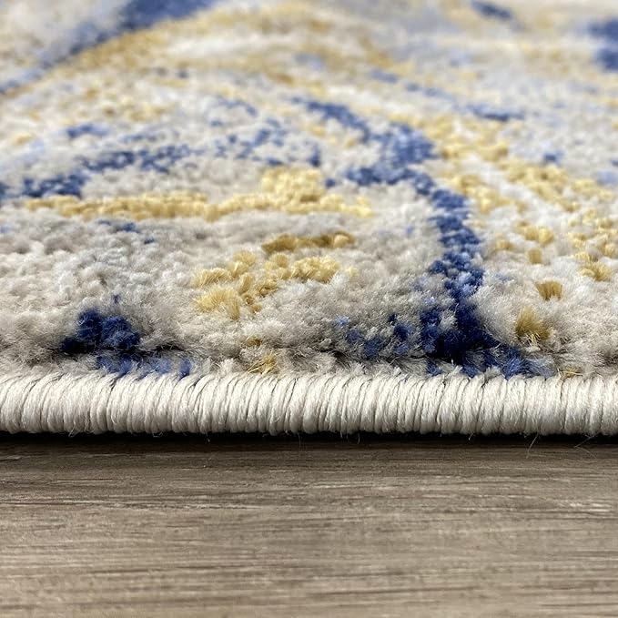 LUXE WEAVERS Marble Collection Blue Area Rug 2x3 Modern Abstract Swirl Design Non-Shedding Carpet