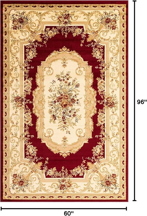 Rugs.com Chateau Collection Rug – 5' x 8' Red Medium Rug Perfect for Bedrooms, Dining Rooms, Living Rooms