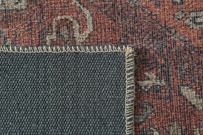 Revival Rugs Zinnia 6'x9' Zero-Shedding Area Rug for Living Room Bedroom - Oeko-TEX Certified, Low Pile, Spot Clean, Terra, Orange, Red