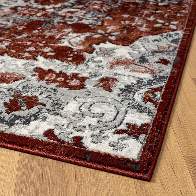 LUXE WEAVERS Moroccan Red 4x5 Medallion Area Rug for Living Rooms