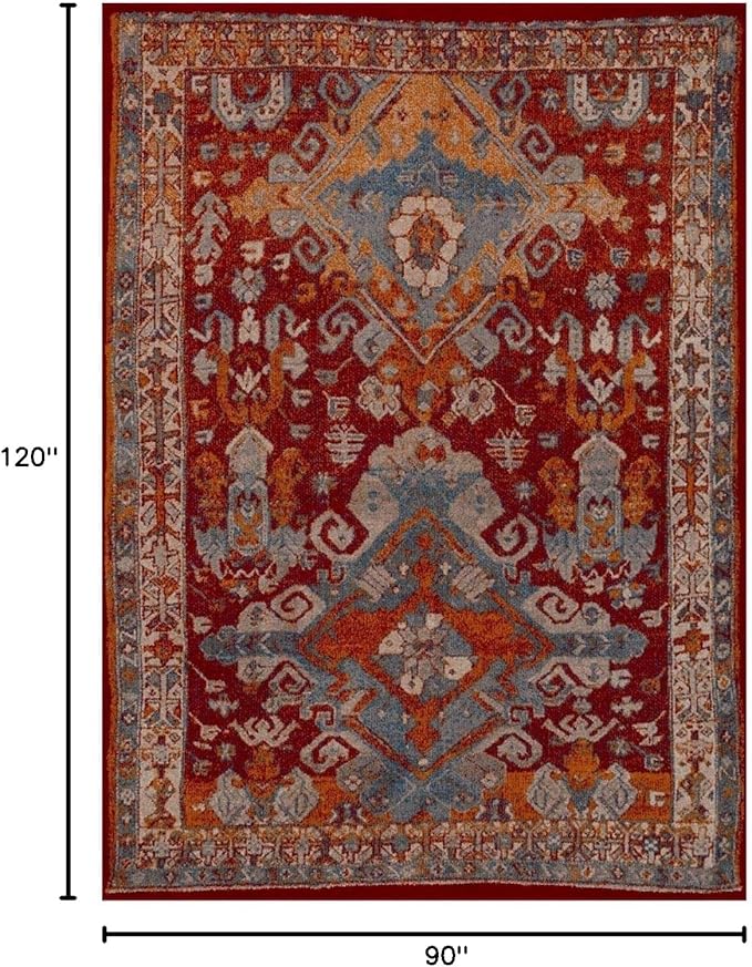 LUXE WEAVERS Moroccan Floral Red 8x10 Area Rug for Living Room