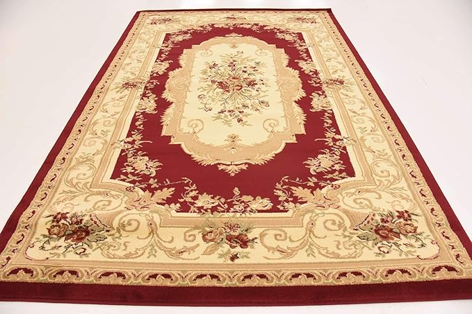Unique Loom Versailles Collection Traditional Classic Floral Motif Area Rug (6' 0 x 9' 0 Rectangular, Burgundy/ Ivory)