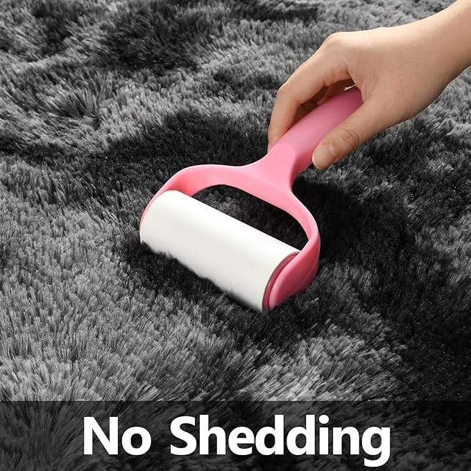Large Shag Area Rugs 5 x 8, Tie-Dyed Plush Fuzzy Rugs for Living Room, Ultra Soft Fluffy Furry Rug for Bedroom, Indoor Carpet Nursery Rugs for Kids Room Home Decor, Dark Grey