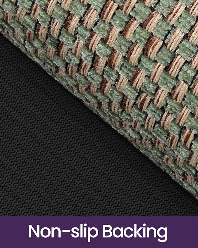 DEXI Ultra Thin Entryway Indoor Door Mat 32x48, Non Slip Rubber Backing Inside Entry Mat, Low Profile Easy Clean Dirt Trapper Doormat for Inside Entrance Patio, Green