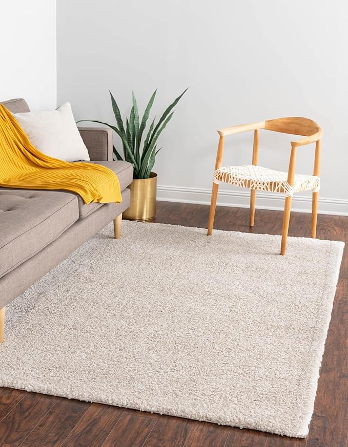 Unique Loom Solo Collection Area Rug - Calabasas (7' 1" x 10' Rectangle, Ivory)