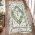 Lahome Boho Washable Hallway Runner Rug - 2x4 Rugs for Bedroom Non-Slip for Entrance (Green, 2'x4')