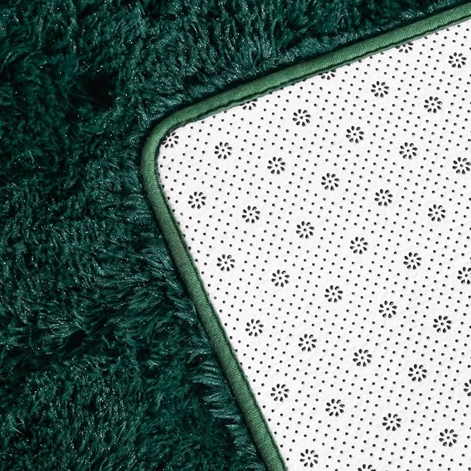 Large Shag Area Rugs 8 x 10, Plush Fuzzy Rugs for Living Room, Ultra Soft Fluffy Furry Rug for Bedroom, Indoor Carpet Nursery Rugs for Kids Room Home Decor, Deep Green