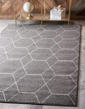 Unique Loom Trellis Frieze Collection Area Rug - Geometric (5' 1" x 8', Dark Gray/ Ivory)
