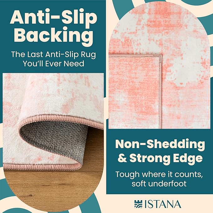 Istana 9x12 Area Rug - Pink 9 x 12 Area Rugs for Living Room - Foldable 9x12 Rugs for Bedroom/Living Room Rug - Stain Resistant Washable Rugs - Eco-Friendly Area Rugs